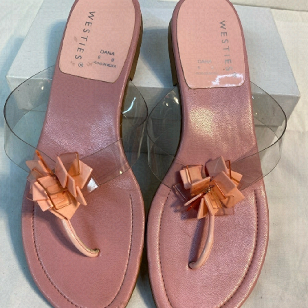 🛍️ 𝅺cute little pair of Westies, flip-flop style, through the tow, sandals …